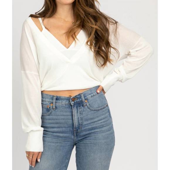 NEW MABLE layered attached knit top in white - Picture 1 of 6